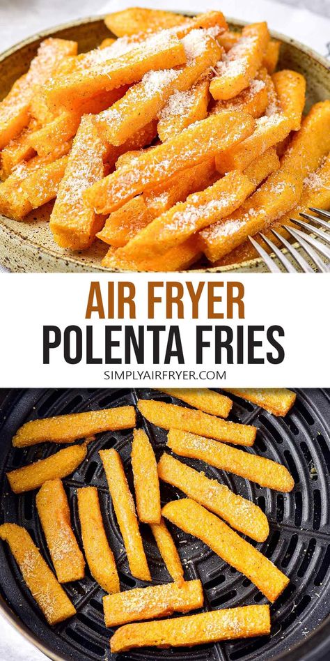 Want to make delicious Air Fryer Polenta Fries? Crispy and so easy to make, they are a great side dish or snack, and perfect for dipping! Polenta Chips Air Fryer, Polenta Fries Air Fryer, Polenta Air Fryer, Air Fryer Polenta, Fries Air Fryer, Fries In The Air Fryer, Crispy Polenta, Air Fryer French Fries, Polenta Fries