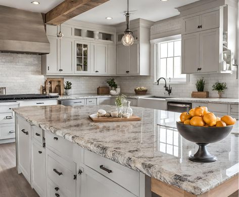 KITCHEN REMODEL IDEAS: CHOOSING THE PERFECT COUNTERTOP | #modernfarmhouse #kitchen #granite #marble #quartz #concrete #butcherblock Speckled Granite Countertops Kitchen, Kitchen Ideas Granite Countertops, Speckled Granite Countertops, Marble Kitchen Countertops, Kitchen Granite Countertops, Kitchen Granite, Marble Countertops Kitchen, Home Improvement Tv Show, Renovation Budget