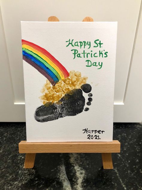 March Infant Activities, March Footprint Crafts, St Patricks Day Footprint Crafts, St Patrick’s Day Footprint Art, March Crafts For Infants, March Footprint Art, St Patricks Day Crafts For Babies, March Handprint Art, Foot Print Crafts For Kids