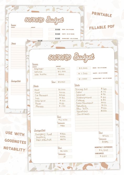 Thanks for the kind words! ★★★★★ "Awesome love that I can fill in the amounts and they add up lol. Would recommend" Cyndi G. https://etsy.me/3HKl7iT #etsy #beige #white #digitaldownload #printablebudget #503020budget #pdf #budget #template #fillablepdf 50 30 20 Budget Worksheet, 50 30 20 Budget, Finance Template, Budget Sheet, Budget Worksheet, Saving Plan, Unique Planner, Saving Strategies, Budget Sheets