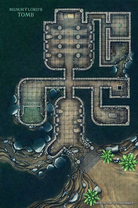 Dnd Dungeon Maps Tomb, Tomb Of Annihilation Map, Dnd Tomb Map, Dnd Jungle, Game Dungeon, Dnd Diy, Ancient Kings, Dnd World Map, Battle Map