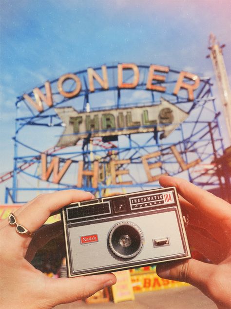 Amusement Park Photography, Amusement Park Outfit Summer, Amusement Park Outfit, Instamatic Camera, Wonder Wheel, Meaningful Things, Amusement Park Rides, 80s Vibes, Park Photography