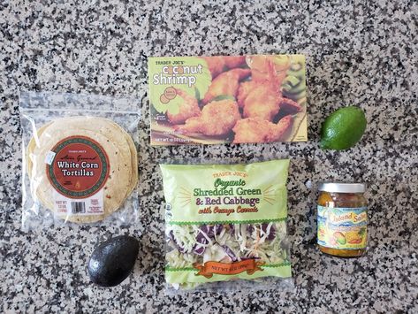 Trader Joe’s Coconut Shrimp Tacos, Trader Joe’s Shrimp Tacos, Trader Joes Recipes Healthy, Coconut Island, Trader Joes Food, Taco Ingredients, Trader Joes Recipes, Shrimp Tacos, Coconut Shrimp