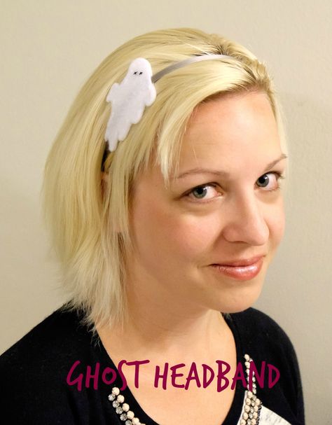 Ghost Headband at Mabey She Made It | #halloween #headband #hair #ghost Ghost Headband, Halloween Headbands, Felt Craft Projects, Halloween Craft Projects, Ghost Diy, Halloween Makeup Diy, Fun Halloween Crafts, Halloween Headband, Diy Halloween Projects