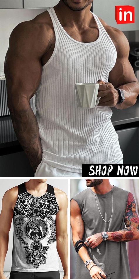 Men's Tank Top Undershirt Sleeveless Shirt Wifebeater Shirt Striped U Neck Sport Indoor Sleeveless Clothing Apparel Fashion Streetwear Wifebeater Shirt, Neck Sport, Undershirt Tank Top, Sleeveless Outfit, Designer Streetwear, U Neck, Fashion Streetwear, Men's Tank, Clothing Apparel