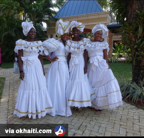 Karabela Dress Quadrille Dress, Creole People, Haitian Clothing, Caribbean Dress, Haiti History, Caribbean Fashion, African Dresses For Kids, Women Gathering, History Fashion