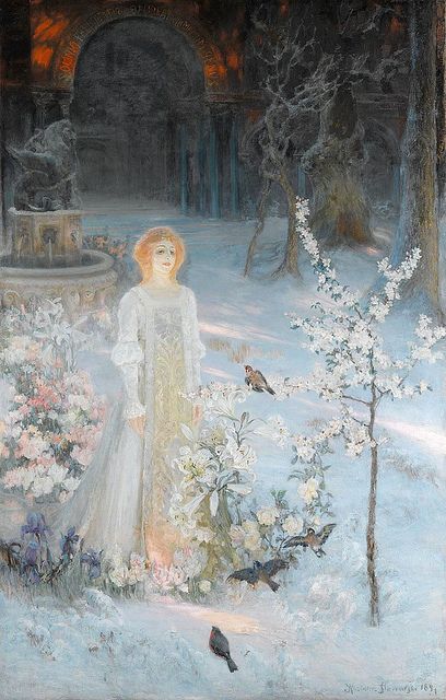 Kazimir Antonovich Stabrovsky (1869-1929), The Snow Maiden Baba Jaga, Raindrops And Roses, Snow Maiden, Fairy Stories, Fairytale Illustration, Fairytale Art, Russian Artists, Childrens Stories, Snow Queen