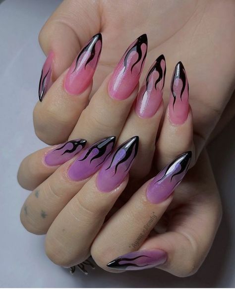 26 Pretty Pink And Black Nails - The Glossychic Pastel Goth Nails, Pink And Black Nails, Black Prom Nails, Pink Black Nails, Shein Finds, Diy Acrylic Nails, Goth Nails, Black Nail Designs, Nails Manicure