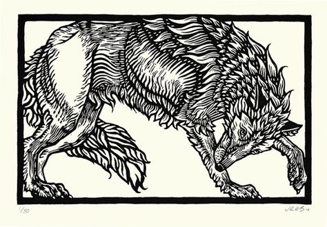 Wolf Original Linocut Print Wolf Linocut, Woodcut Tattoo, Relief Printmaking, Wolf Illustration, Woodcuts Prints, Relief Print, 1 Tattoo, Wolf Tattoo, White Wolf