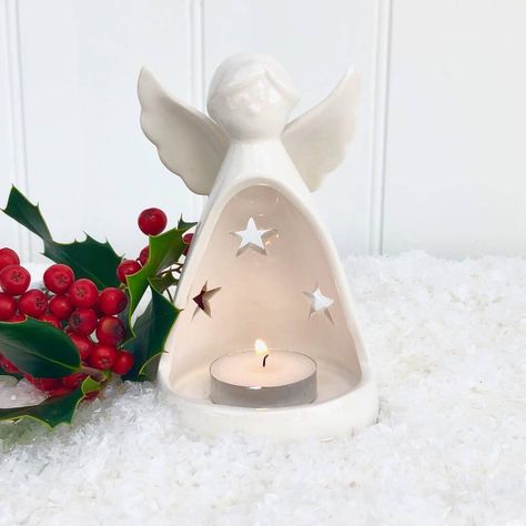 Ceramic Angels Handmade, Air Dry Clay Candle Holder Diy, Chritmas Table, Christmas Ceramics Ideas, Xmas Decorations To Make, Angel Clay, Angel Ceramic, Clay Angel, Pottery Angels