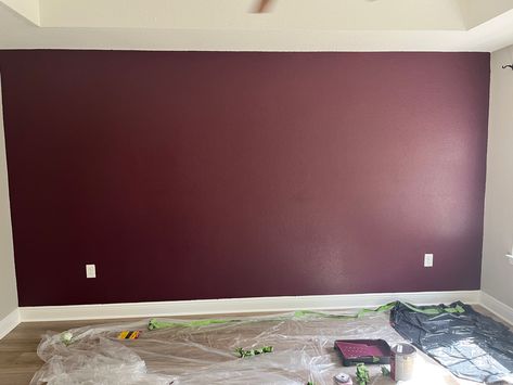 Accent wall Maroon Accent Wall Bedroom, Red Accent Wall, Nursery Accent Wall, Red Bedroom, Bedroom Accent, Accent Wall Bedroom, Bedroom Paint Colors, Bedroom Paint, Room Makeover Inspiration