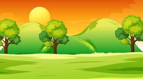 Blank meadow landscape scene at sunset t... | Free Vector #Freepik #freevector #banner #tree #nature #cartoon Cartoon Baground Image, Free Cartoon Background, Cartoons Background, Cartoon Background Images, Free Cartoon Images, Money Animation, Free Green Screen Backgrounds, Free Cartoon Characters, Background Sunset