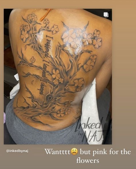 African Back Tattoo Women, Tree Back Tattoo Black Women, Back Of Thigh Tattoo Black Women, Cute Back Tattoos For Women, Full Back Piece Tattoos For Women, Girls Back Tattoo Ideas, Back Tats Women, Hip And Thigh Tattoos Women, Back Tattoos Black Women