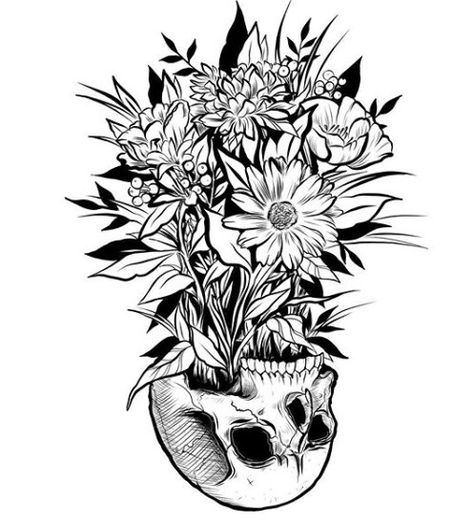 Spooky Skull Tattoo, Hamlet Tattoo, Bones Drawings, Skull Tattoo Flowers, Gothic Drawings, Armband Tattoos, Flame Tattoos, Skulls Drawing, 1 Tattoo