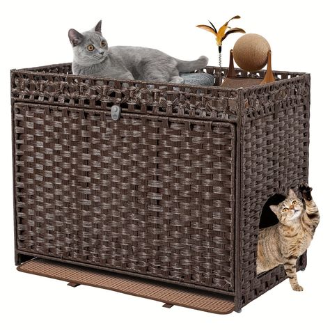 Faster shipping. Better service Indoor Cat House, Stylish Nightstand, Cat Litter Box Liners, Cat Houses Indoor, Litter Box Covers, Cat Litter Box Enclosure, House Storage, Rattan Material, Litter Box Enclosure