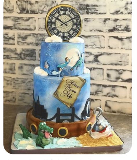 Peter Pan Themed Cake, Peter Pan Birthday Cake, Eloise Birthday, Peter Pan Cake, Petar Pan, Peter Pan Wedding, Peter Pan Birthday, Peter Pan Cakes, Tinkerbell Party Theme