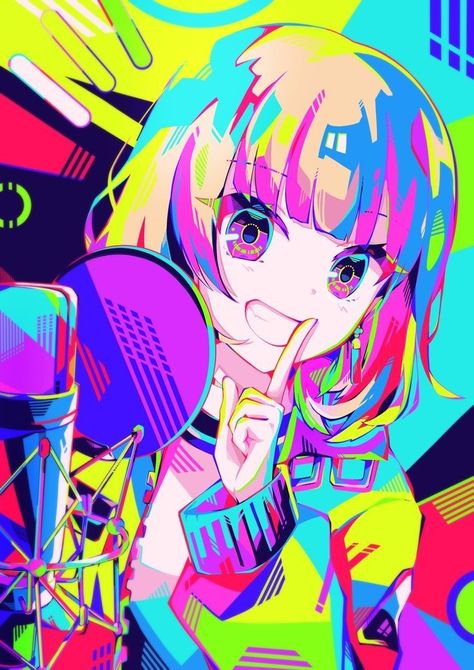 Hyperpop Art Anime, Colorful Art Anime, Animated Digital Art, Hyperpop Art Style, Pop Anime Art, Colorful Art Style, Hyper Pop Aesthetic, Hyper Pop Art, Hyperpop Fashion