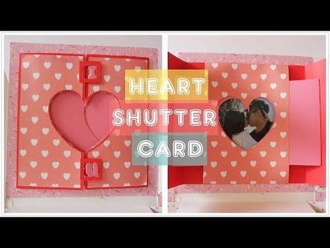 Shutter Card Tutorial, Box Cards Tutorial, Shutter Card, Anniversary Scrapbook, Accordion Cards, Diy Heart, Slider Cards, Card Folds, Heart Card