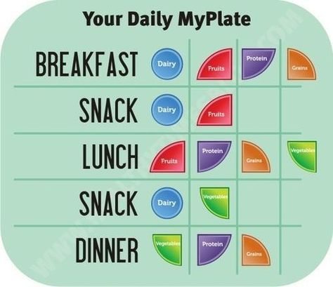 your daily myplate breakfast lunch dinner snack portion serving suggestion chart Nutrition Sportive, Idee Pasto, Eat Right, Diet Tips, Om Nom, Healthy Tips, Healthy Choices, Health And Nutrition, Get Healthy