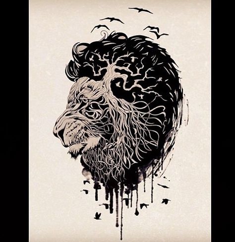 lion tree Tattoo Lion, Lion Tattoos, Lion Tattoo Design, Leo Tattoos, Tree Of Life Tattoo, Elegant Tattoos, Shape Art, Tree Tattoo, Lion Tattoo