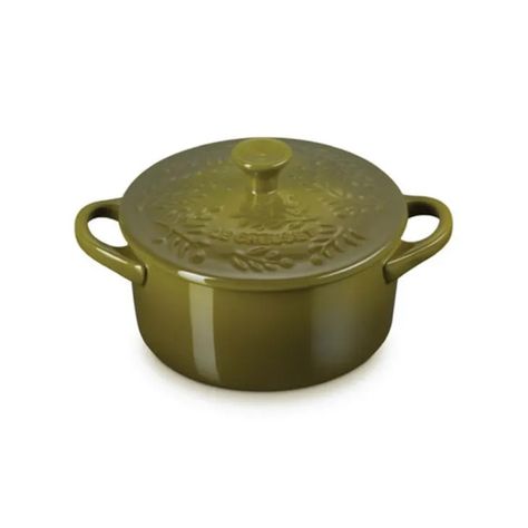 Le Creuset Just Put Its Olive Color on Sale | The Kitchn Mini Pot Pies, The Olive Branch, Olive Oil Dispenser, Tiny Studio, Oil Dispenser, Branch Design, Enameled Cast Iron, Olive Branch, Olive Color