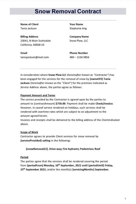 A Snow Removal Contract is an agreement by a snow removal service provider with another who wishes to have the snow on his lawn, driveway, roof, etc. be removed through a service agreement. Removing snow may be time-consuming and thus, it is better to hire the services of a professional instead of doing this on one's own. Snow Proposal, Snow Template, Lawn Driveway, Snow Removal Contract, Snow Cleaning, Service Agreement, Snow Removal, Snow Plow, Contract Template