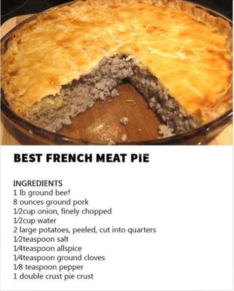 French Meat Pie, French Meat, Meat Pie Recipe, Coquille St Jacques, Beef Round, Pork Pie, Meat Pie, Ground Meat, Ground Pork