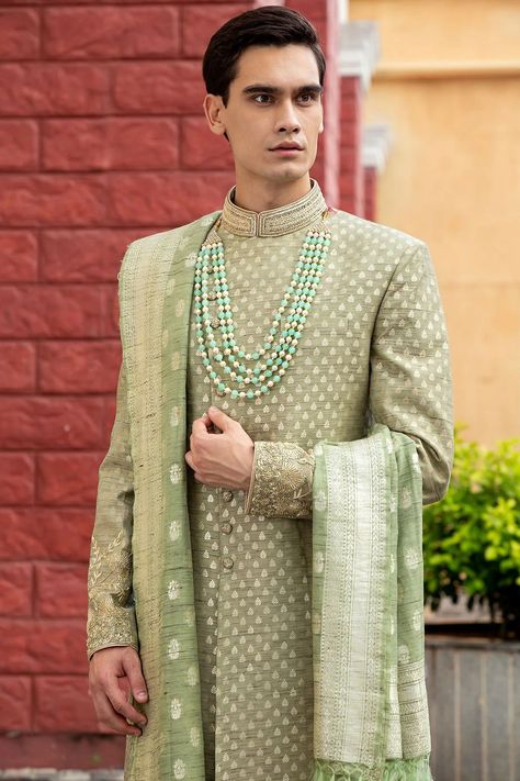 Wedding Sherwani, Silk Wedding, Embroidered Silk, 404 Page Not Found, Sage Green, Saree, Not Found, Silk, Green