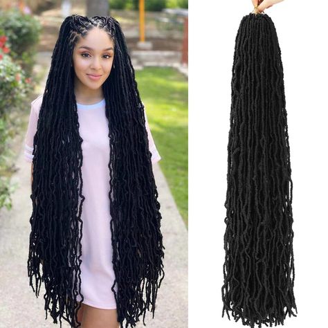 PRICES MAY VARY. 【Hair Material】Soft Locs Crochet Hair is made of High Kanekalon Low Temperature Synthetic Fiber. Natural texture, handmade. 【Hair Specification】8 Packs New Soft Locs Crochet Hair. Size:36 inch Faux Locs Crochet Hair. Pack:8 packs/lot, 11 Strands/Pack, 88 strands in total. Weight:100g/pack.Extra: 1*Crochet Needle+5 *Rings. 【Hair Features】Hand-made New Soft Locs, look natural, super soft, lightweight, easy to extend, bouncy,no smell, no fade, friendly to skin, suitable for any occ 36 Inch Soft Locs, Soft Locs Crochet Braids, Faux Locs Long, Soft Locs Crochet, Locs Curly, Faux Locs Crochet, Soft Locs, Hair For Black Women, Locs Crochet