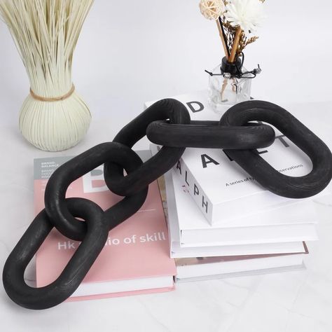 Williston Forge Wood Chain Link Decor - Wayfair Canada Wood Chain Link Decor, Chain Link Decor, Decor Sculpture, Fluid Design, Design Books, Bedroom Guest, Neutral Decor, Handcrafted Wood, Decorating Coffee Tables