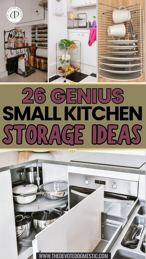 OMG, how are these small kitchen storage ideas SO good?? i wish i knew of these 26 kitchen storage ideas for small spaces when i moved into my tiny apartment, these could've saved me SO much time and space!! Storage Ideas For Tiny Kitchens, Added Storage To Kitchen, Adding Storage To Small Kitchen, Space Saver Kitchen Cabinets, Optimize Kitchen Storage, Kitchen Space Savers Hidden Storage, Small Kitchen Maximum Storage, Diy Tiny Home Storage Ideas, Space Saving Ideas For Home Kitchen