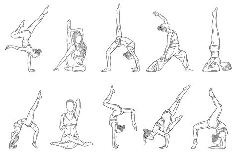 10 Bundle Women Yoga Pose Line Art by Morspective on @creativemarket Line Art Meditation, Meditation Pose Drawing, Mafia Tattoo, Fitness Clipart, Yoga Drawing, Illustration Software, Tattoo Vintage, Meditation Poses, Png Illustration