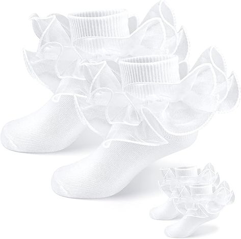 Courpal 2 Pairs White Ruffle Socks White Lace Socks White Frilly Socks White Lace Trim with Double Lace Toddler Baby Girls White Ruffle Socks, White Frilly Socks, White Lace Socks, Ruffle Socks, Frilly Socks, Ruffle Outfit, Ruffled Socks, Birthday Week