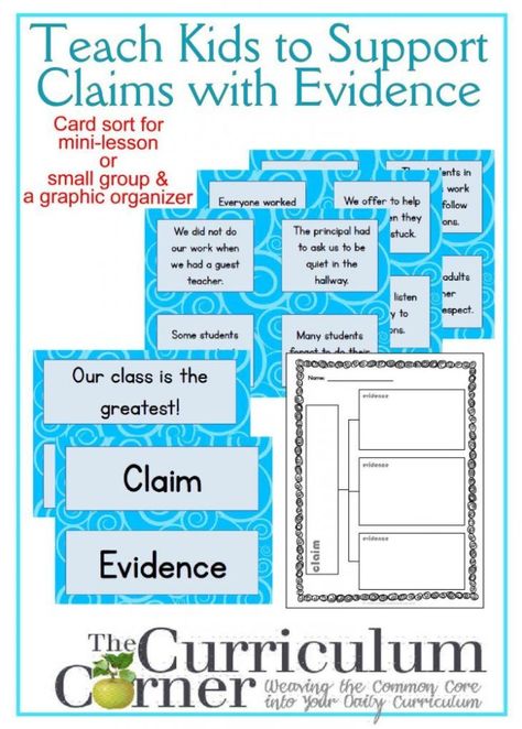 Using Evidence - Teaching Students to Support Claims with Evidence Mini-Lesson and Graphic Organizer FREE from The Curriculum Corner Cer Science, Cer Writing, Claim Evidence Reasoning, Citing Text Evidence, Reading Response Journals, Science Writing, Argumentative Writing, Middle School Writing, Text Evidence