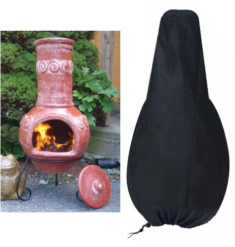 PRICES MAY VARY. ★【DIMENSIONS】：We have three sizes for your option, meet your different requirement. (S)12"X24"X40",Kindly double check with the size of your chiminea before purchasing.(Due to the 1-3cm error in manual measurement, it is recommended to choose a loose size to ensure that the chiminea cover is more suitable. ★【Wind Resistant】：Clay chiminea cover come with drawstring, adjustable and keep the cover in place, inhibiting flapping and blow-ups when windy. ★【High Quality Material】：Oxfor Small Brick Fiteplace Outdoor, Outdoor Patio Fireplace Tools, Backyard Landscaping Fireplace Tools, Lanterns By Outdoor Fireplace, Chimnea Outdoor Fireplace, Clay Chiminea, Backyard Kitchens, Chiminea Fire Pit, Mediterranean Patio