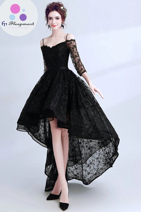 High Low Evening Dresses, Black Lace Prom Dress, Swan Dress, Lace Dress Casual, Cheap Evening Dresses, Lace Prom Dress, Black Evening Dresses, Wedding Formal, Prom Dresses With Sleeves