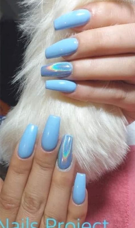 Light Blue Holographic Nails, Blue Chrome Nails Short, Light Blue Nails With Glitter, Blue Nails With Chrome, Blue Holographic Nails, Chrome Nails Short, Light Blue Chrome Nails, Blue Chrome Nails, Sky Blue Nails