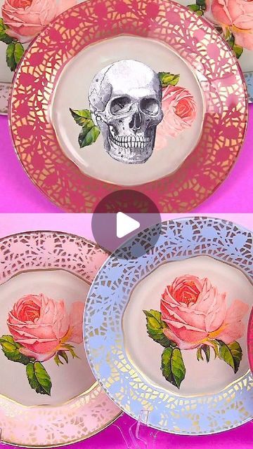 Mark Montano on Instagram: "Food safe decoupage plates!  #decoupaged #tablewaredesign #tablescape #decoupage #diyplates #beautifuldishes #handmadedishes #decoupageart #homedecorideas" Mark Montano, Decoupage Coasters Diy, Decoupage Plates With Napkins, Reverse Decoupage Plates, Diy Decoupage Plates, Decoupage Animal Skull, Decoupage Plates, February Crafts, Tableware Design