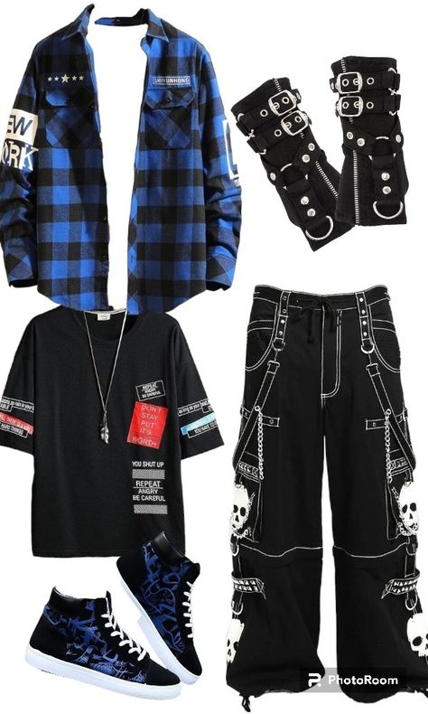 Emo Tomboy Outfits, Male Outfit Board, Emo Outfit Ideas Men, Emo Clothing Men, Delinquent Outfit, Scene Clothes Male, Pop Punk Outfits Men, Scenecore Outfits Male, Scene Outfits Male