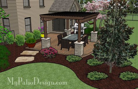 Landscaping Around Patio, Fireplace Patio, Pergola Diy, Design Backyard, Patio Pavers Design, Grill Area, Casas The Sims 4, Ideas Backyard, Patio Landscaping