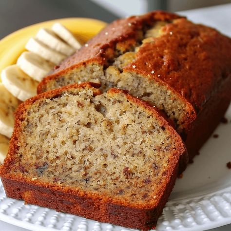 I made this bread for breakfast today, nothing left everyone love it Bananas Pudding, Bananna Bread, Bread With Raisins, Rich Banana Bread, Bread For Breakfast, Mozzarella Tomato, Banana Bread Recipe Moist, Banana Bread Muffins, Fruit Bread