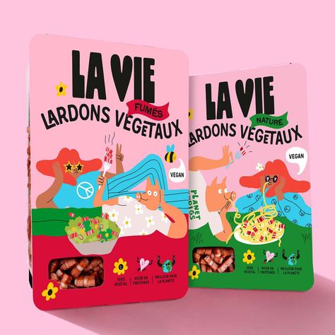 The agency Everland and illustrator Egle Zvirblyte have opted to eschew the “ocean of sameness” found in plant-based meat packaging for this cheeky new identity. Pasta Branding, Food Startup, Plant Icon, Meat Alternatives, Food Company, 강아지 그림, Its Nice That, Meat Lovers, Company Meals