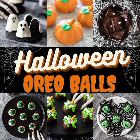 Halloween OREO Balls Halloween Oreo Balls, Oreo Cookie Truffles, Halloween Truffles, Halloween Eats, Oreo Balls Recipe, Halloween Deserts, Halloween Oreos, Chocolate Wafer Cookies, Halloween Cake Pops