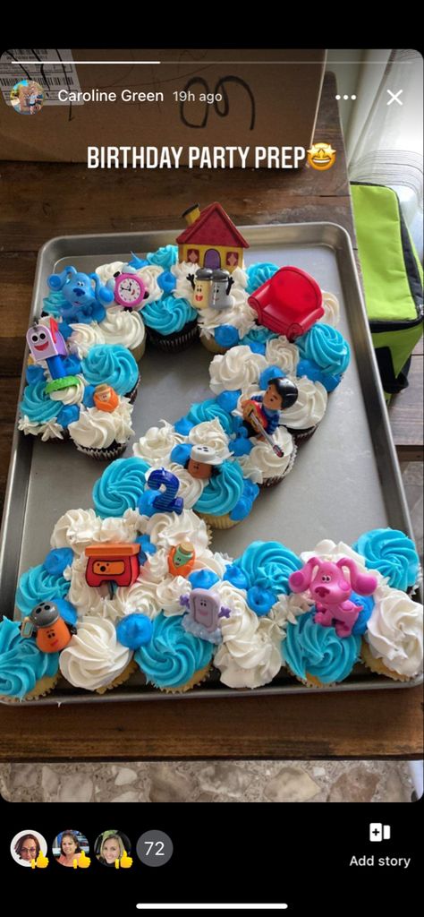 Blues Clues Birthday Treats, Blue Pull Apart Cupcakes, Blues Clues Pull Apart Cupcakes, Blue Clues Cupcakes, Blues Clues Birthday Cupcakes, Blues Clues Cupcake Cake, Blue Clues 2nd Birthday Party, Blues Clues Smash Cake, Blues Clues 2nd Birthday