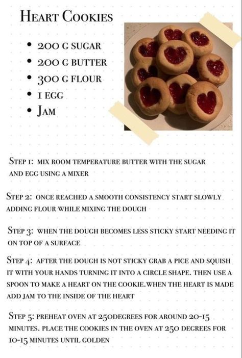 heart-shaped-food-ideas Heart Jam Cookies Recipe, Food Ideas For Valentines Day, Heart Shaped Food Ideas, Junk Food Recipes, Heart Cookies Recipe, Recipes Aesthetic, Aesthetic Recipes, Homemade Recipe Books, Shaped Food