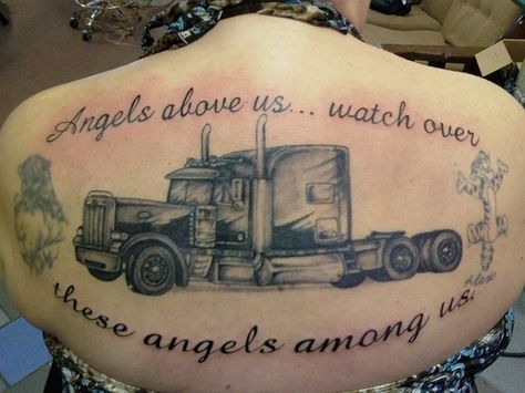 truck tattoos | Big Truck – Tattoo Picture at CheckoutMyInk.com Semi Truck Tattoo, Truck Tattoo Ideas, Trucker Tattoo, Truck Tattoo, Biker Tattoos, Dad Tattoos, In Memory Of Dad, Truck Art, Friend Tattoos