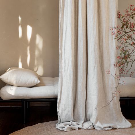 Coastal Linen Curtains, Linen Curtains Living Room, Lime Wash Walls, Organic Bedroom, Sheer Linen Curtains, Linen Curtain Panels, Riverside House, Abandoned Mansion, Linen Curtain