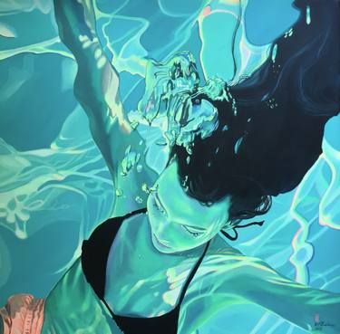 Check out this collection of art curated by Rebecca Wilson at Saatchi Art #art Rebecca Wilson, Underwater Portrait, Underwater Painting, Under The Water, Underwater Art, Beautiful Oil Paintings, Kunst Inspiration, Water Art, Lukisan Cat Air