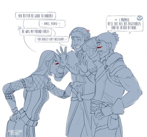 Hawke X Anders, Fem Hawke, Male Hawke, Garrett Hawke, Dragon Age Comics, The Iron Bull, Dragon Age Memes, Hawke Dragon Age, Dragon Age Funny