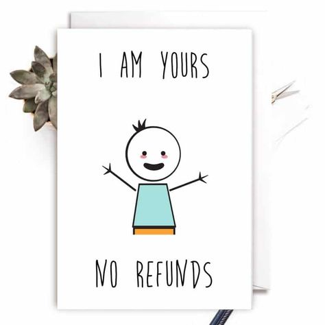 Fiance Card, Valentines Card For Husband, Funny Engagement, I Am Yours, Punny Cards, Drawings For Boyfriend, Birthday Card Drawing, Diy Birthday Gifts For Friends, Engagement Card